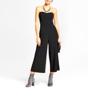 Xhilaration Black Strapless Sweetheart Cropped Wide Leg Jumpsuit - Small